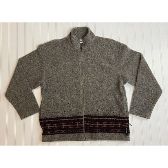 VTG Columbia Womens Small Maroon Grey Aztec Wool Fleece Zip Jacket USA 90s Y2K - Picture 1 of 12